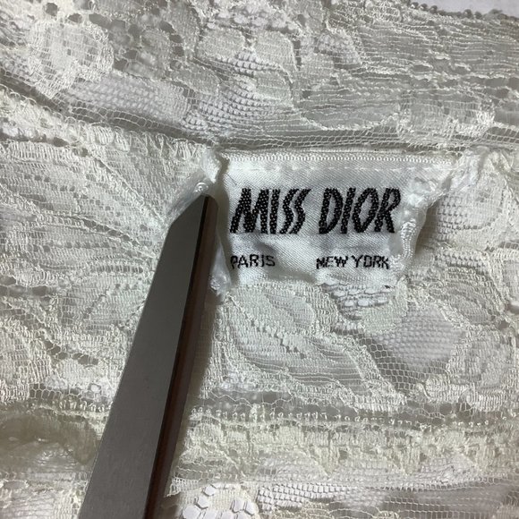 Vintage 1970s Christian Dior Miss Dior Pink Jacquard And Ivory Lace Robe S - Picture 7 of 7